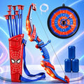 Spider Style Kids Bow and Arrow Set, LED Light Up Archery Toy with Suction Cup Arrows, Target